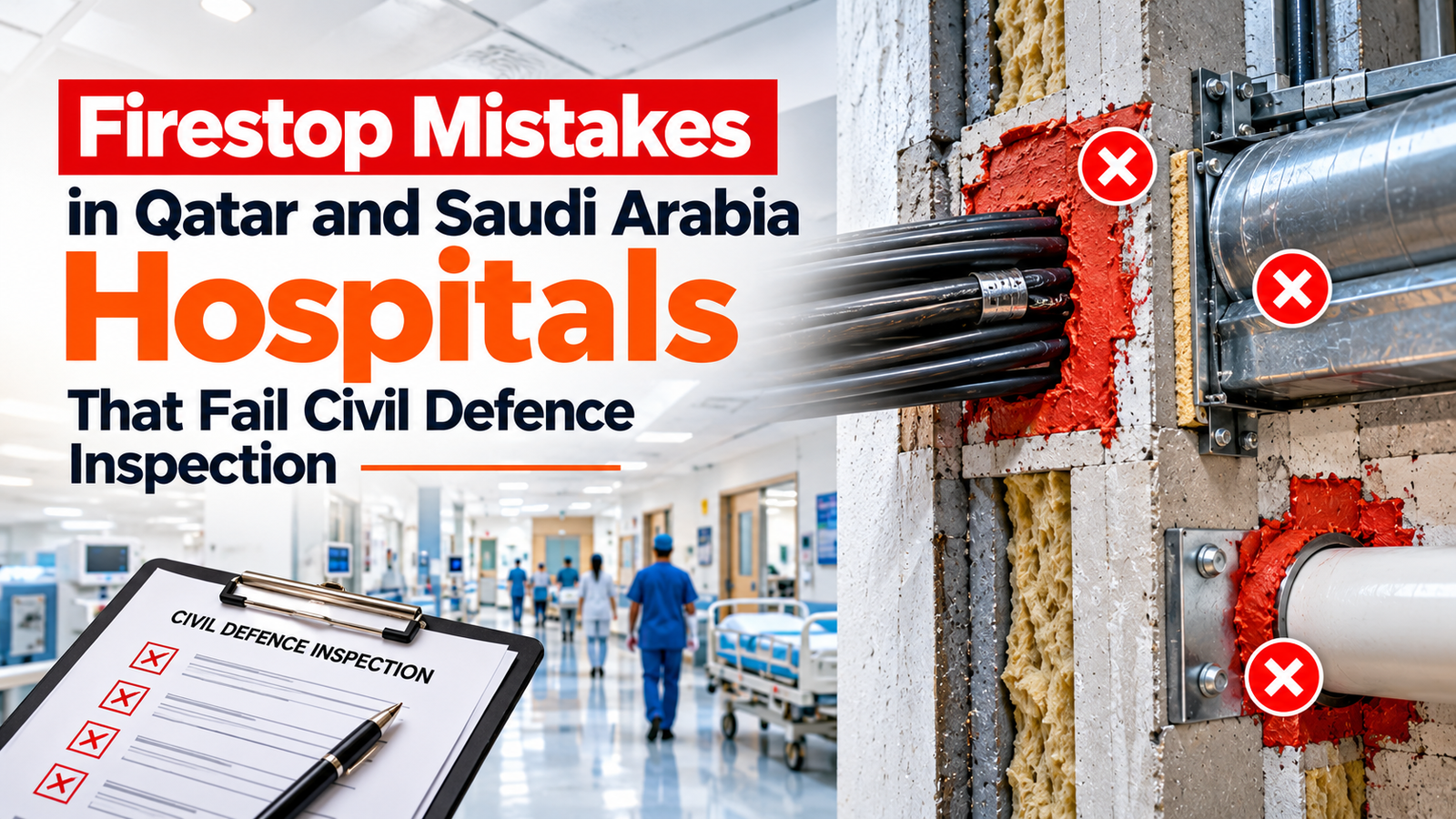 Firestop mistakes in Qatar and Saudi Arabia hospitals that can lead to Civil Defence inspection failures